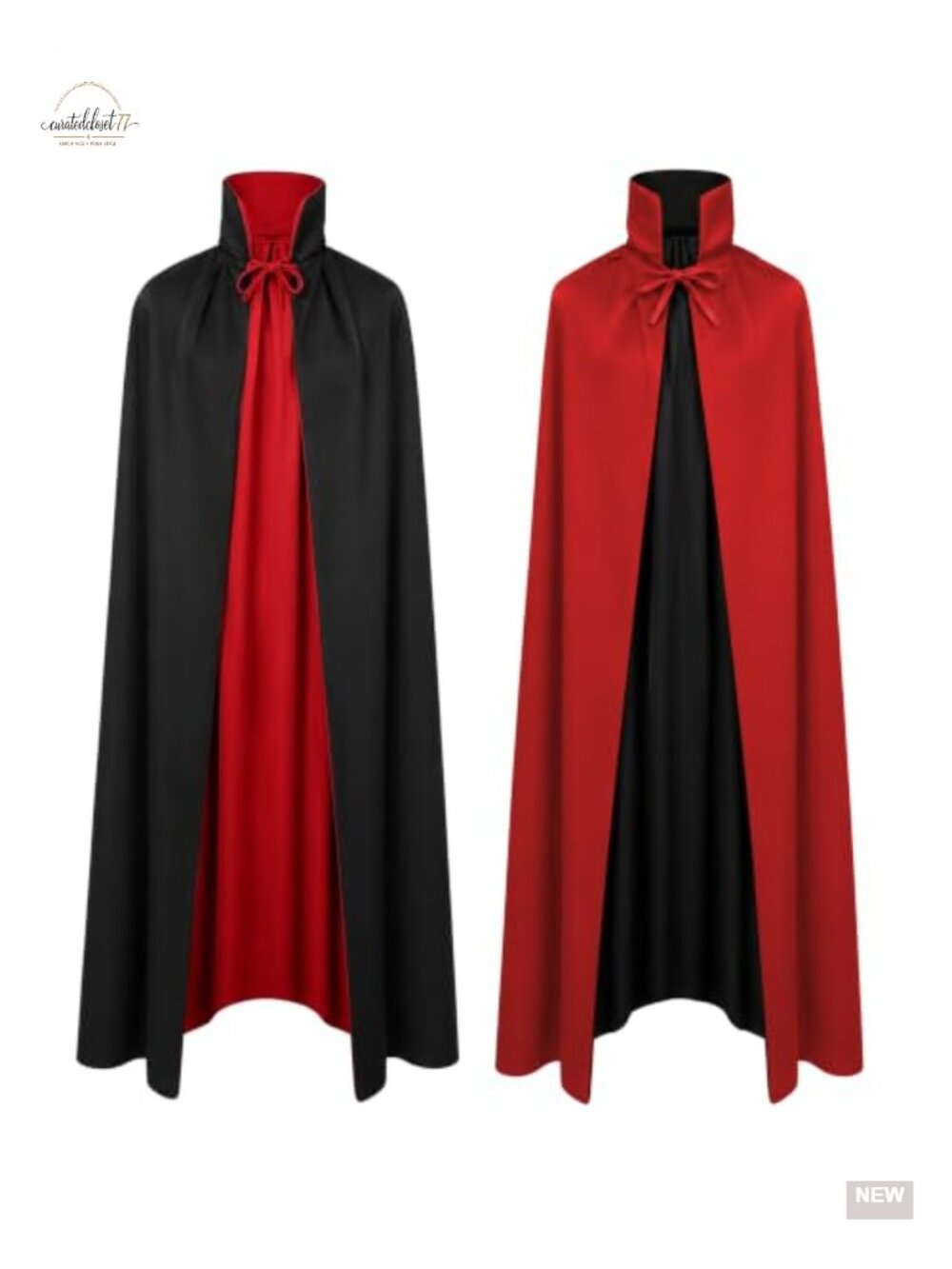 Reversible Knitted Cape Stand Collar Halloween Costume Cloak 67in